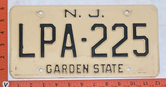 1967 New Jersey #LPA-225 Passenger License Plate
