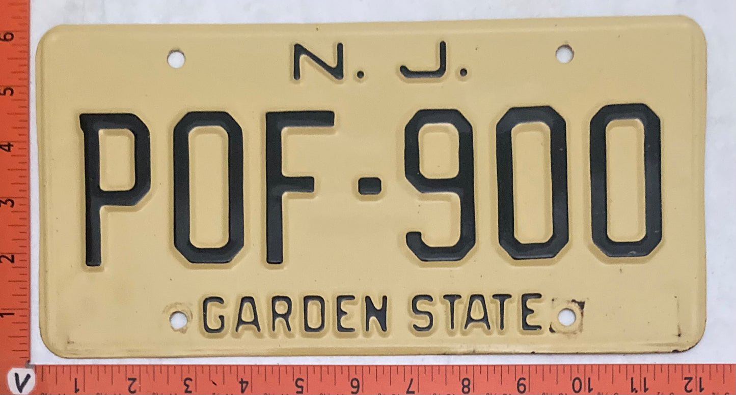 1968 New Jersey #POF-900 Passenger License Plate