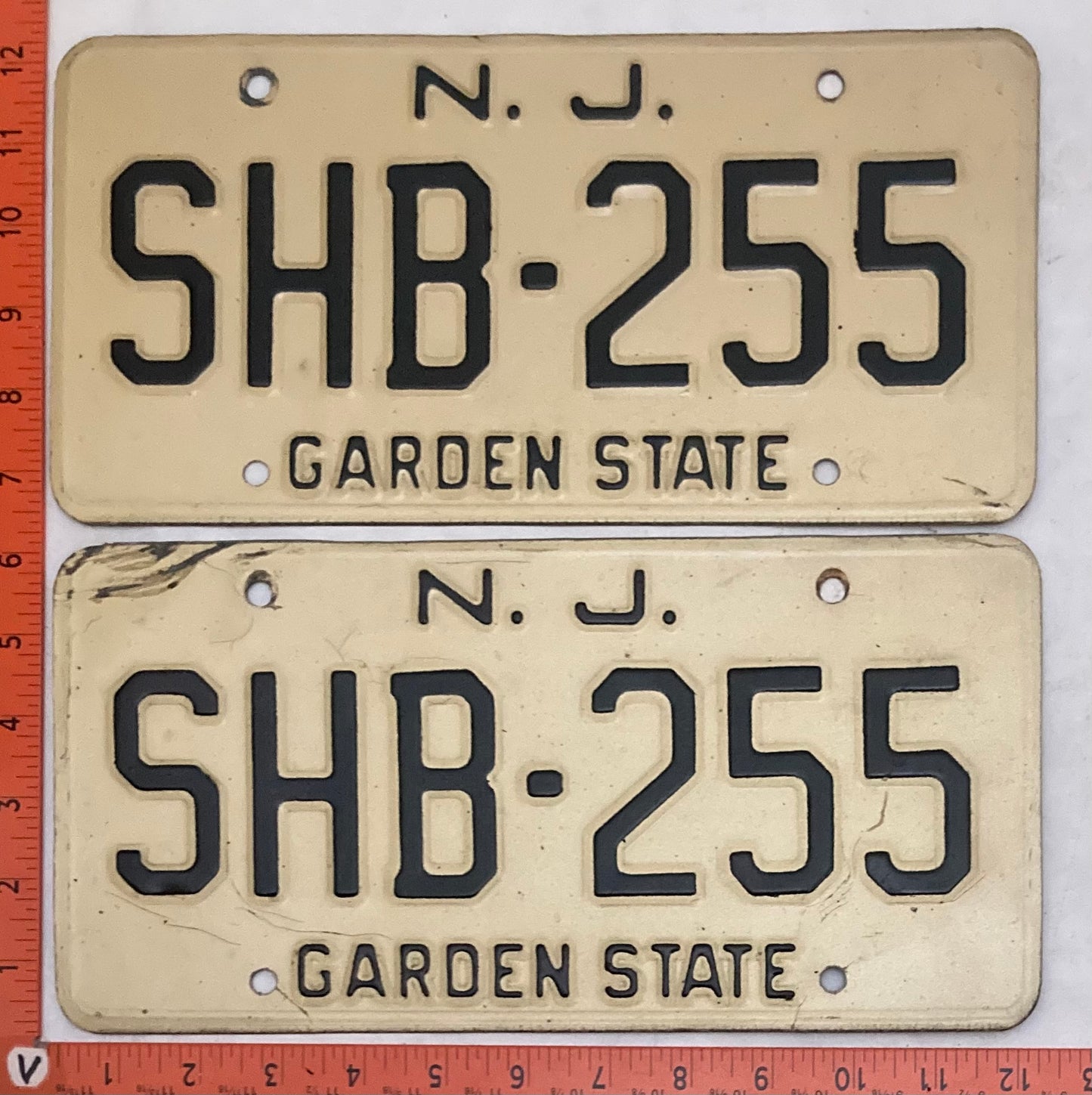 1970 New Jersey #SHB-255 Passenger License Plate (Pair)