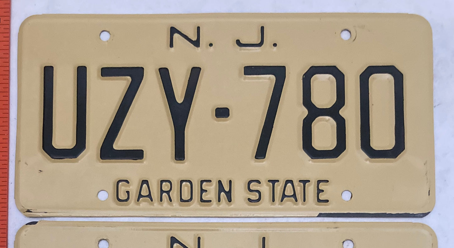 1971 New Jersey #UZY-780 Passenger License Plate (Pair)