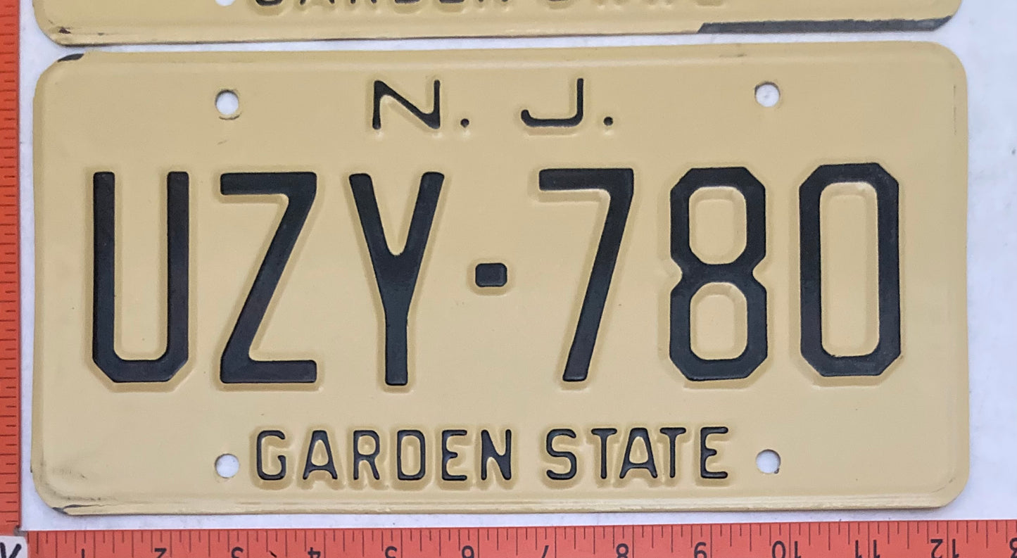 1971 New Jersey #UZY-780 Passenger License Plate (Pair)