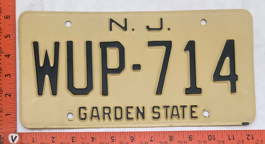1972 New Jersey #WUP-714 Passenger License Plate
