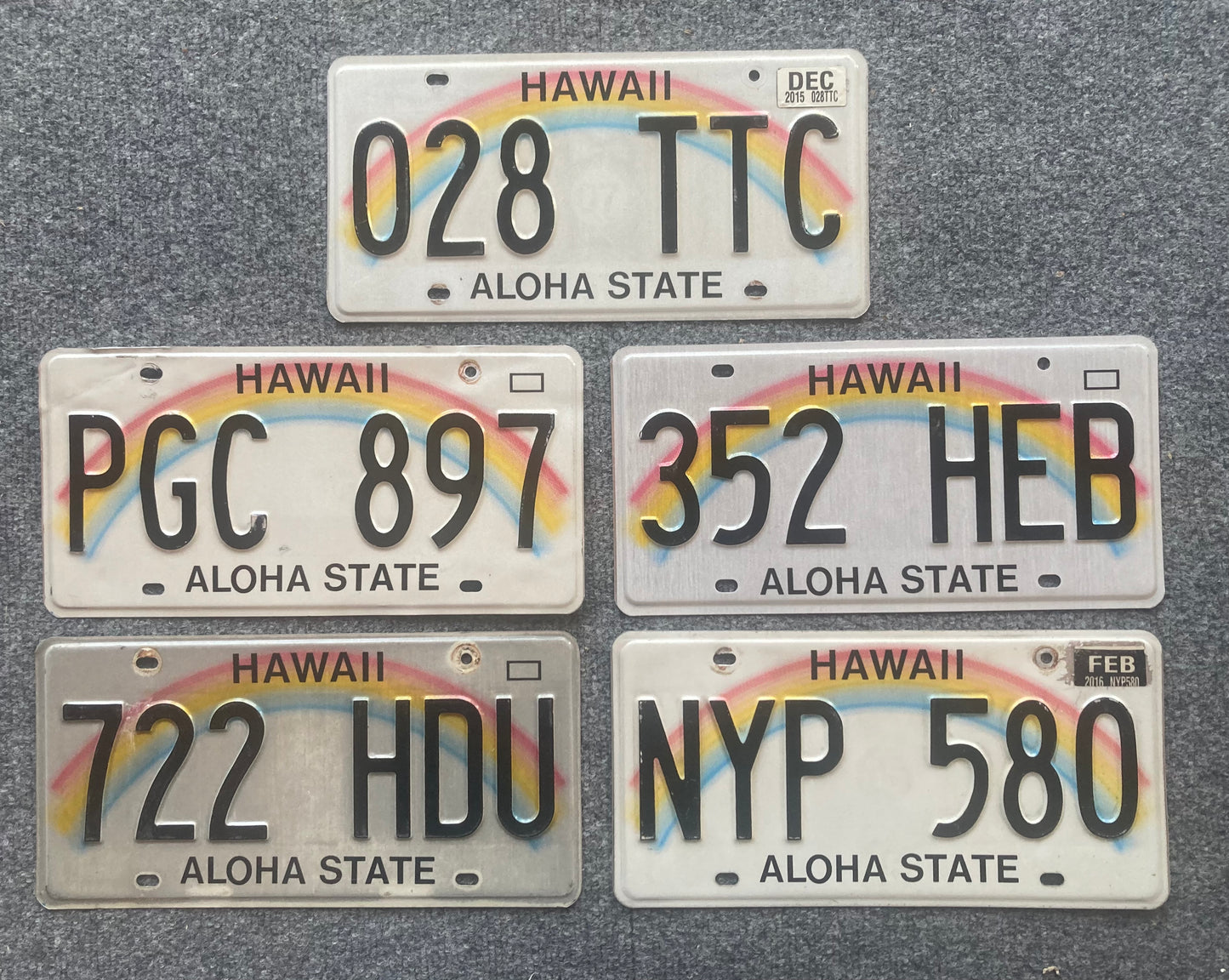 Group of 5 Hawaii Passenger Licenses Plate (Crafter)
