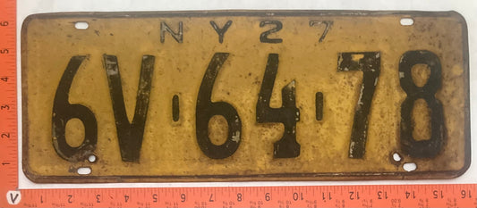 1927 New York #6V-64-78 Passenger License Plate