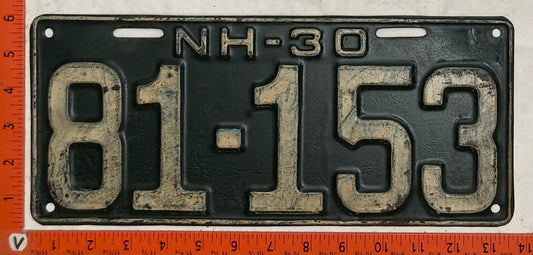 1930 New Hampshire #81-153 Passenger License Plate (Shellacked))