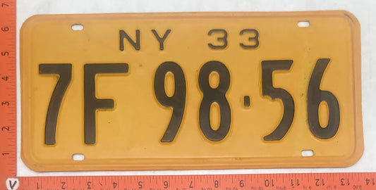 1933 New York #7F 98-56 Passenger License Plate