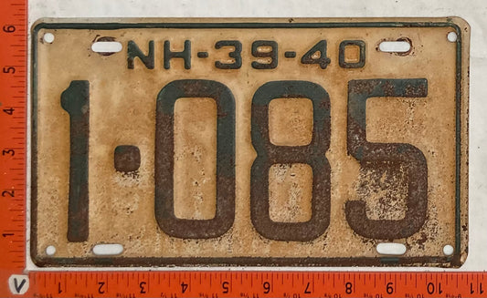 1939-40 New Hampshire #1-085 Passenger License Plate