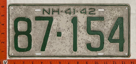 1941-42 New Hampshire #87-154 Passenger License Plate