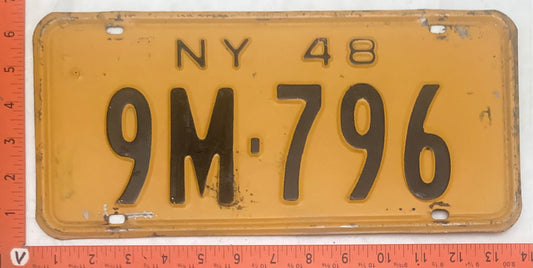 1948 New York #9M-786 Passenger License Plate