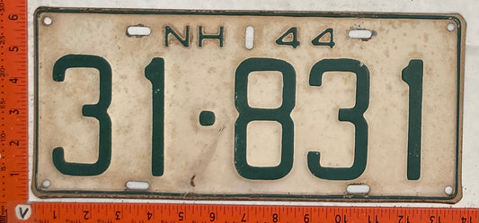 1944 New Hampshire #31-831 Passenger License Plate