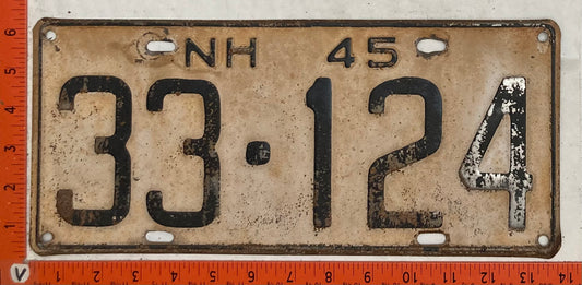 1945 New Hampshire #33-124 Passenger License Plate