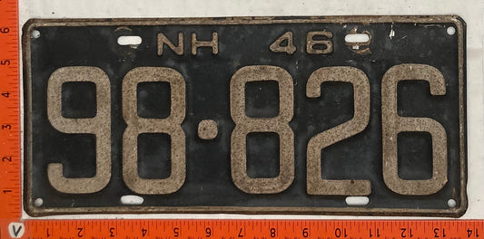 1946 New Hampshire #98-826 Passenger License Plate