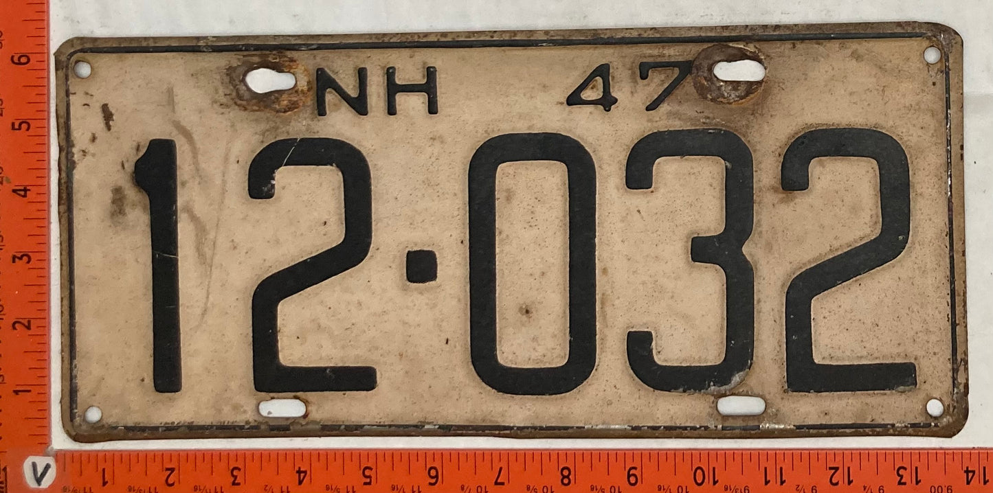 1947 New Hampshire #12-032 Passenger License Plate