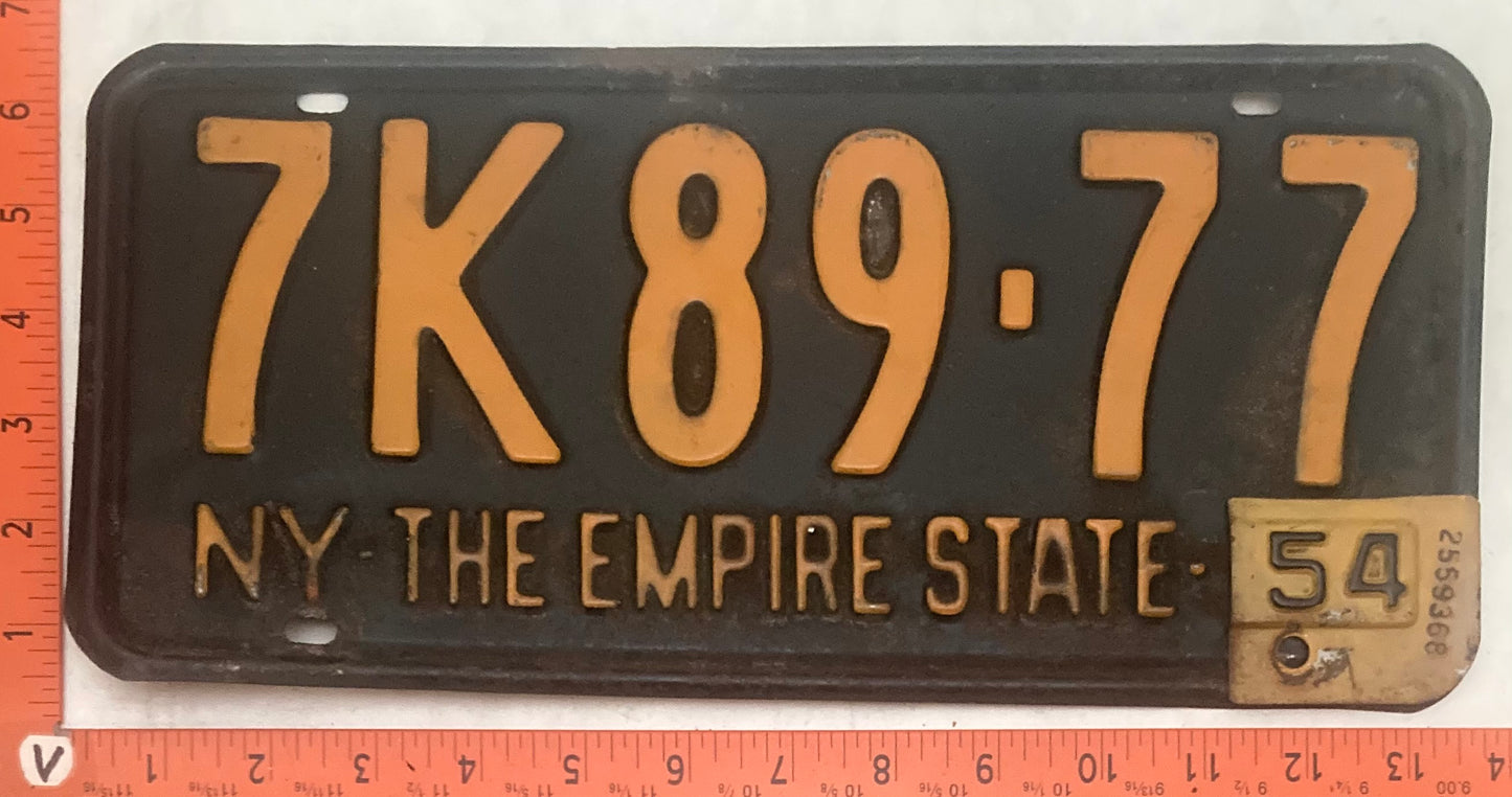 1954 New York #7K89-77 Passenger License Plate