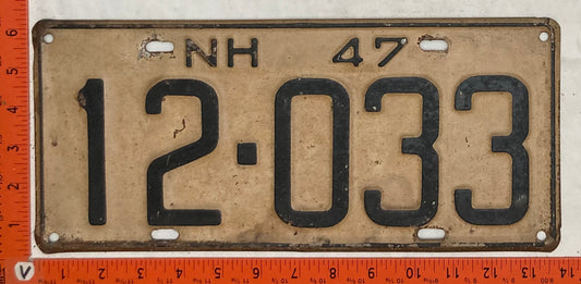 1947 New Hampshire #12-033 Passenger License Plate