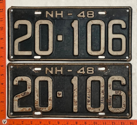 1948 New Hampshire #20-106 Passenger License Plate