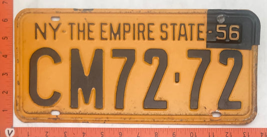 1956 New York #CM72-72 Passenger License Plate