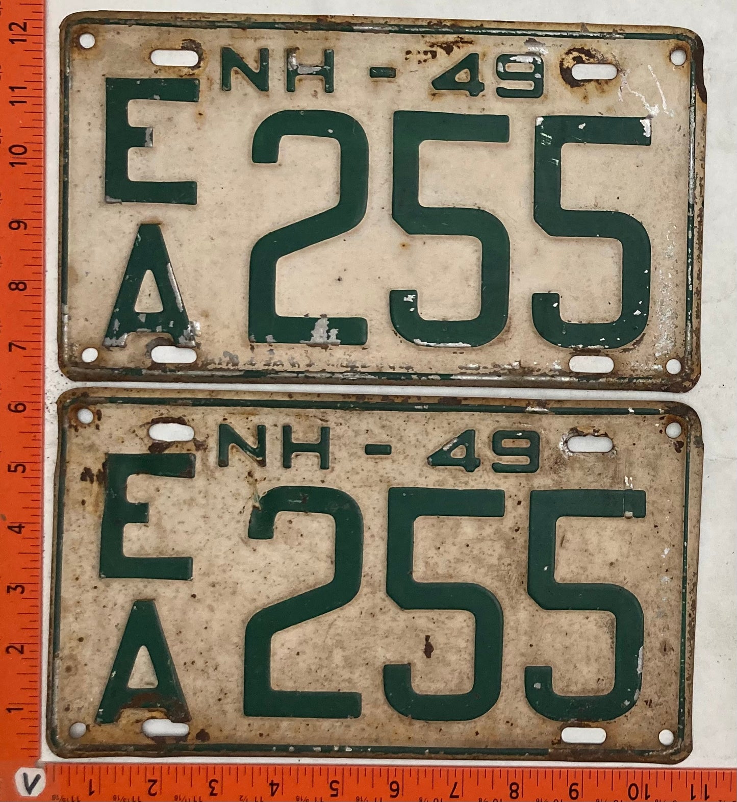 1949 New Hampshire #E/A 255 Passenger License Plate (Pair)