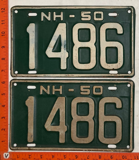 1950 New Hampshire #1486 Passenger License Plate (Pair)