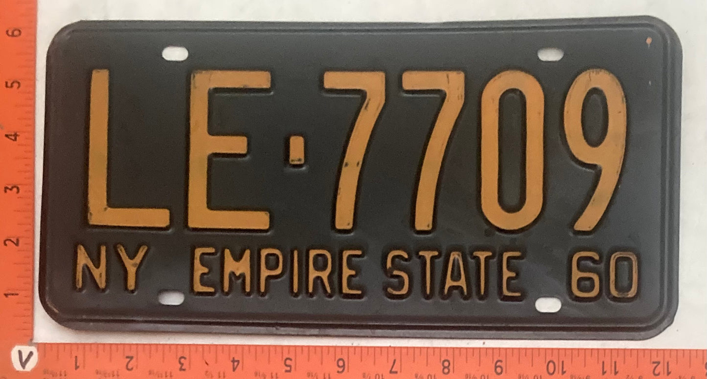 1960 New York #LE-7709 Passenger License Plate