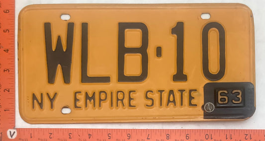 1963 New York #WLB-10 Passenger License Plate