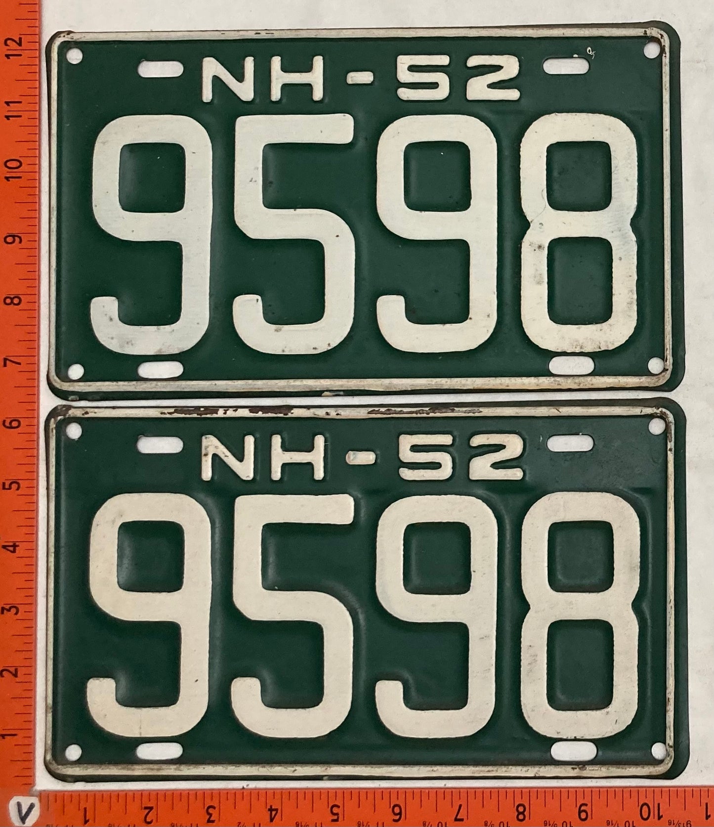 1952 New Hampshire #9598 Passenger License Plate (Pair)