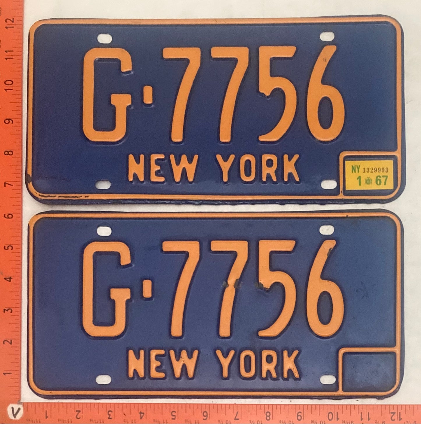 1967 New York #G-7756 Passenger License Plate (Pair)