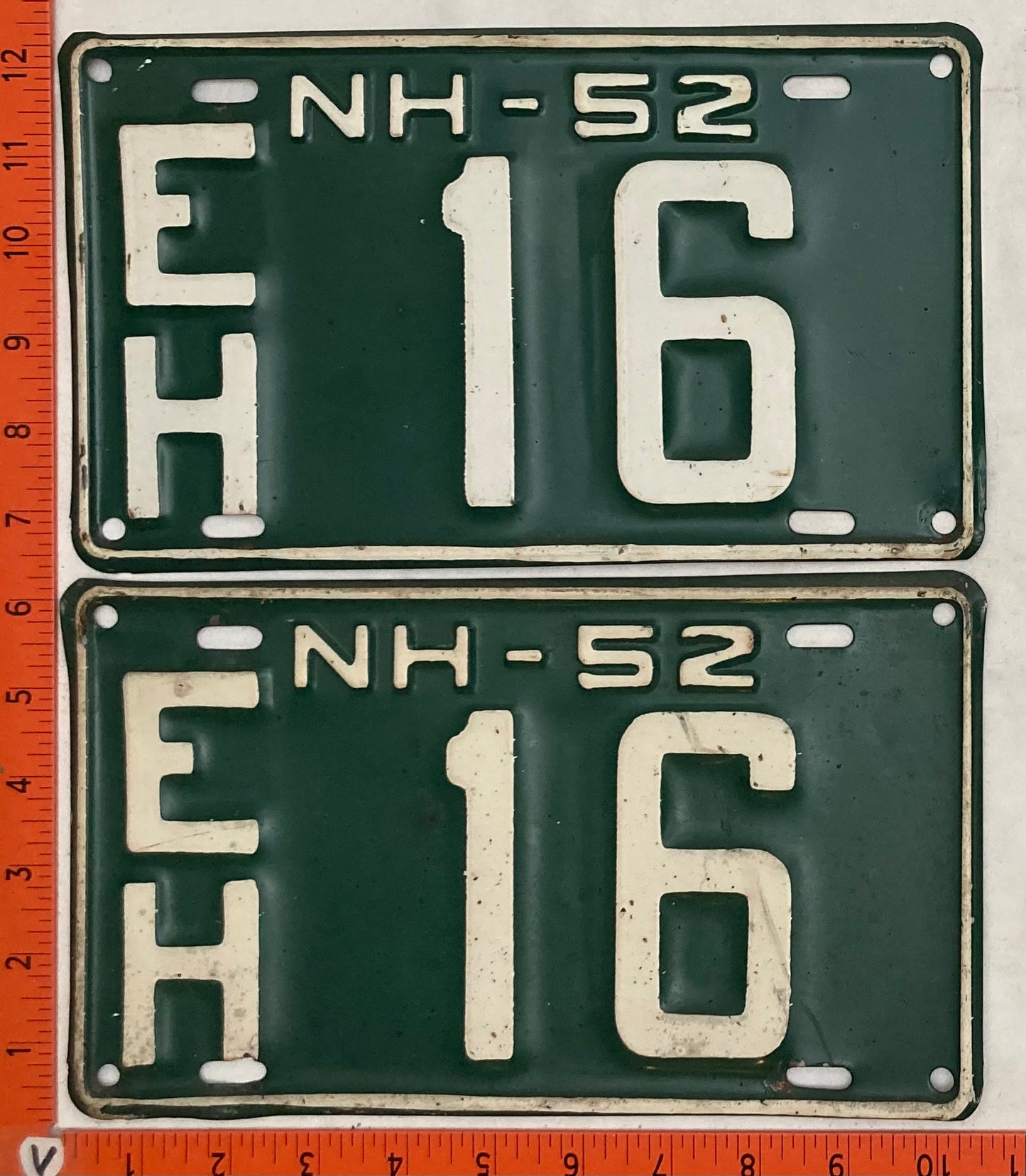 1952 New Hampshire #E/H 16 Passenger License Plate (Pair)