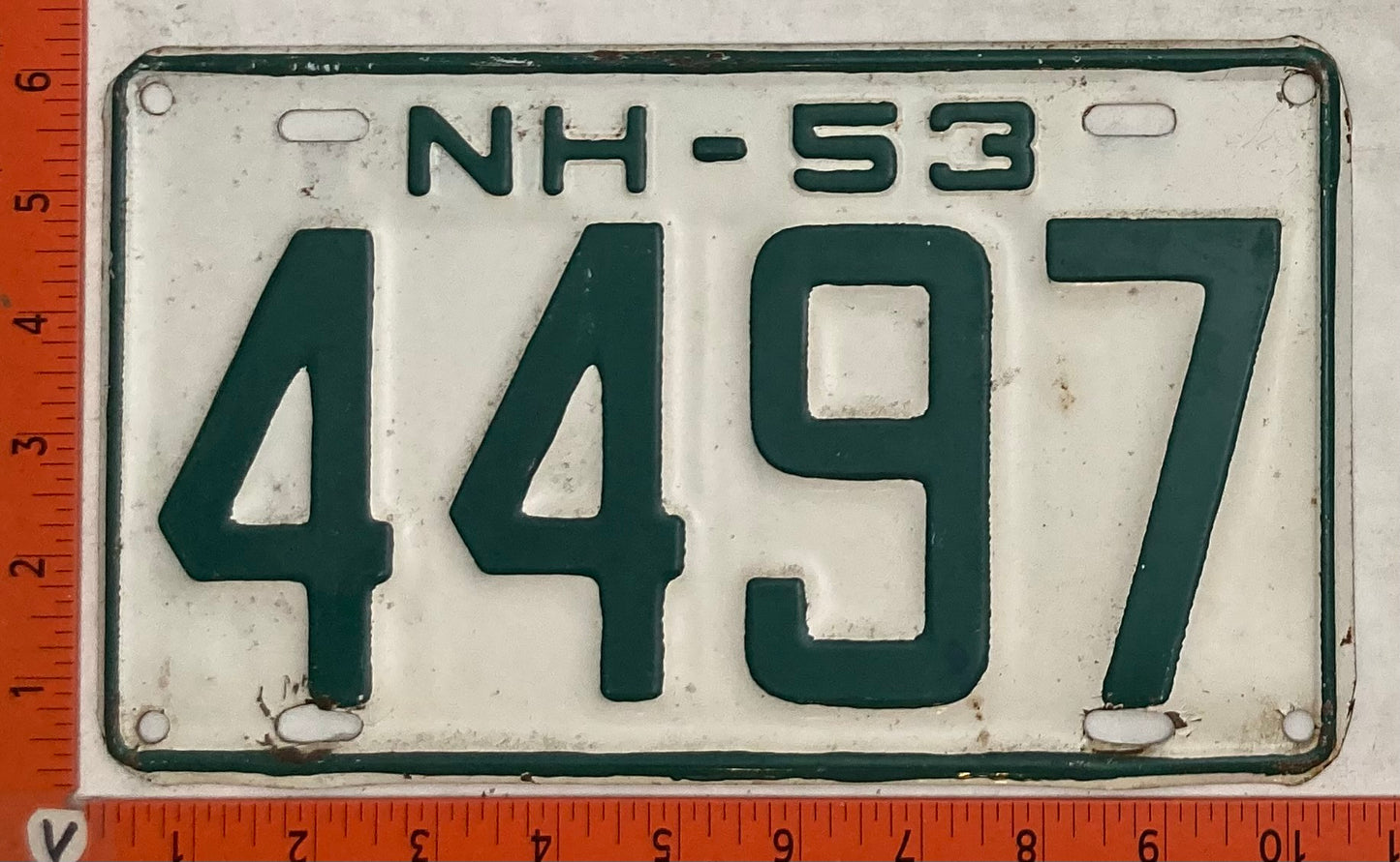 1953 New Hampshire #4497 Passenger License Plate