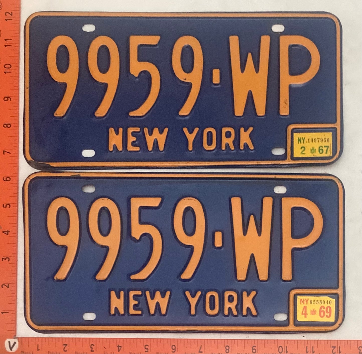 1969 New York #9959-WP Passenger License Plate (Pair)