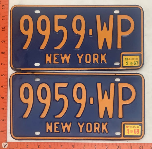 1969 New York #9959-WP Passenger License Plate (Pair)