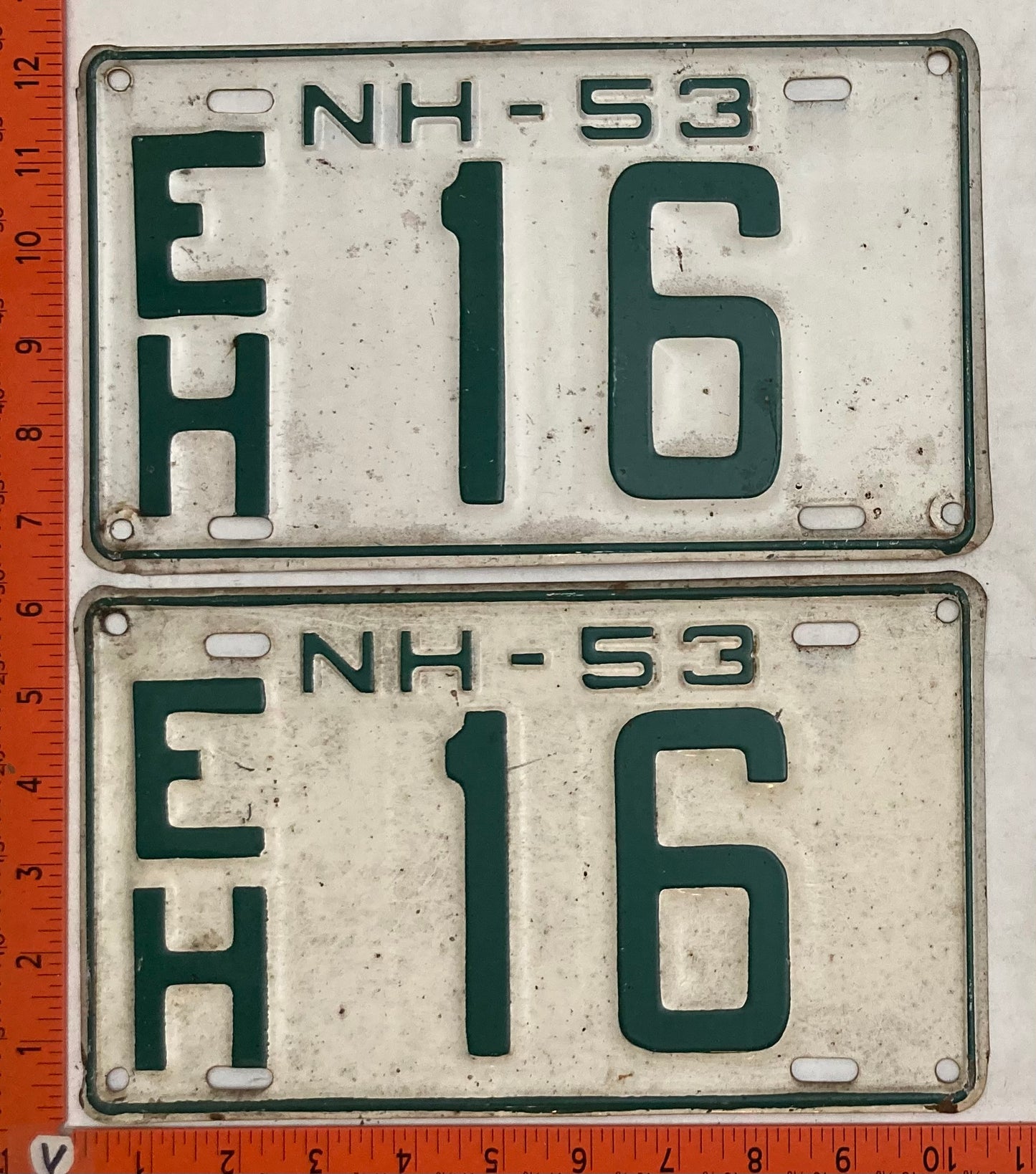 1953 New Hampshire #E/H 16 Passenger License Plate (Pair)