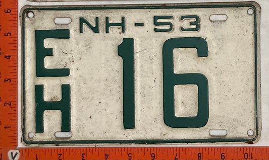 1953 New Hampshire #E/H 16 Passenger License Plate