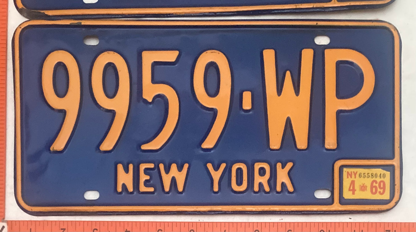 1969 New York #9959-WP Passenger License Plate (Pair)