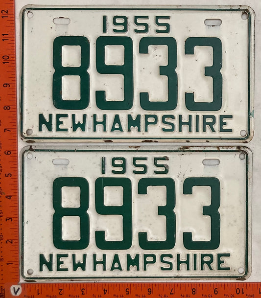 1955 New Hampshire #8933 Passenger License Plate (Pair)