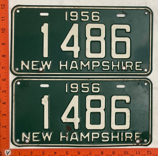 1956 New Hampshire #1486 Passenger License Plate (Pair)