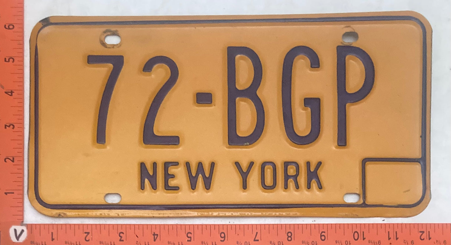 Undated New York #72-BGP Passenger License Plate
