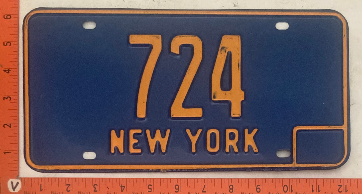 1966-1973 New York #724 Passenger License Plate
