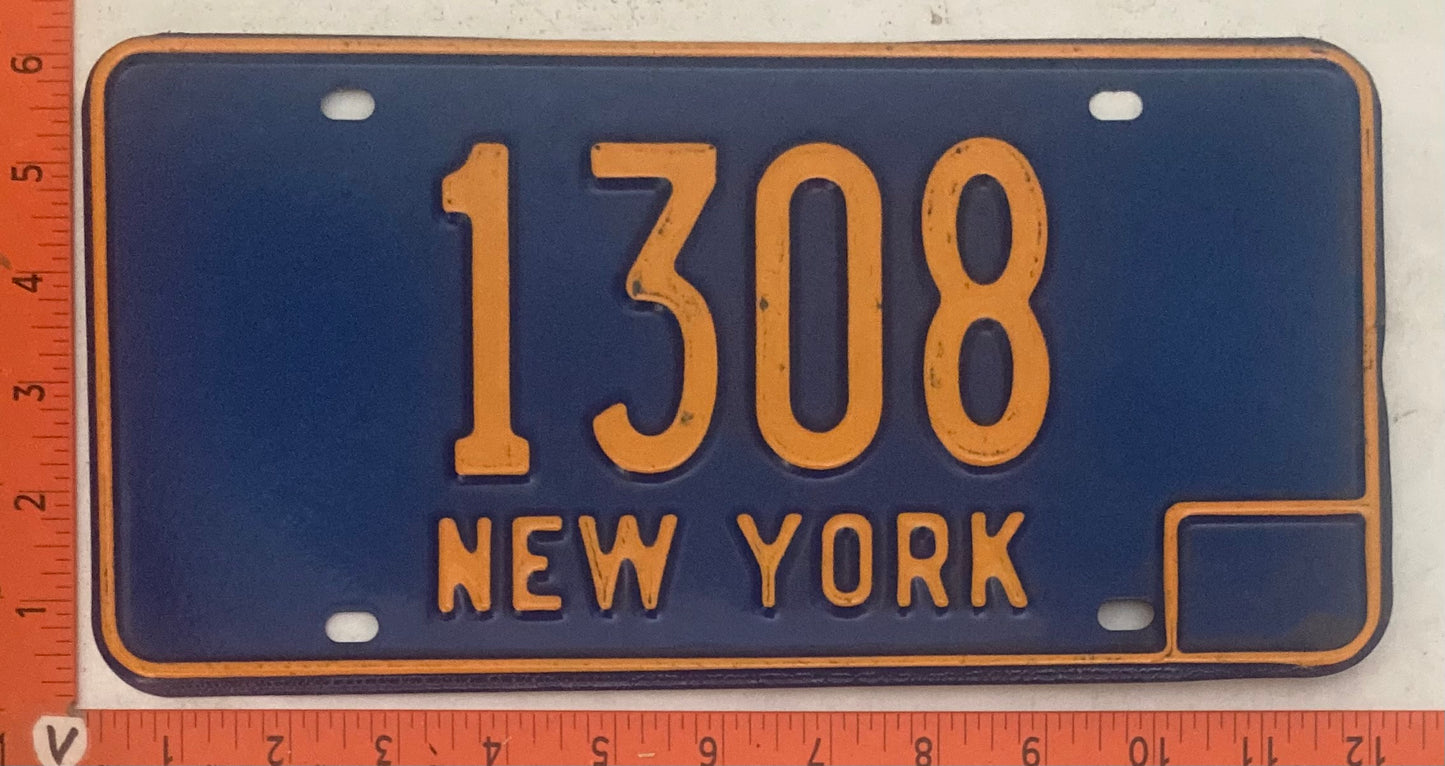 1966-1973 New York #1308 Passenger License Plate