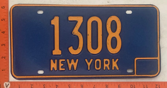 1966-1973 New York #1308 Passenger License Plate