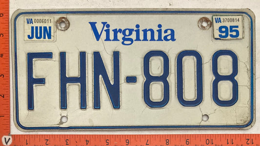 1995 Virginia #FHN-808 Passenger License Plate