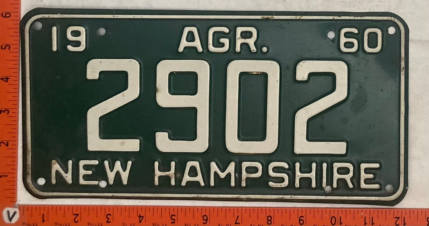 1960 New Hampshire #2902 Agriculture License Plate