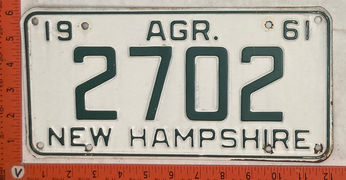 1961 New Hampshire #2702 Agriculture License Plate