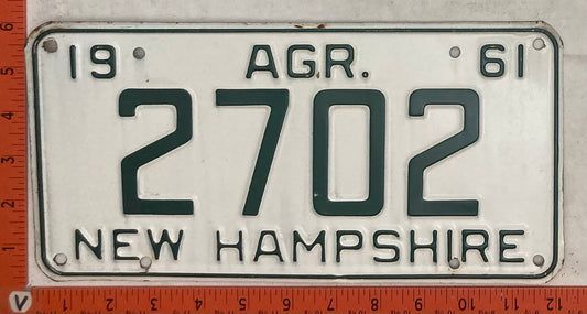 1961 New Hampshire #2702 Agriculture License Plate