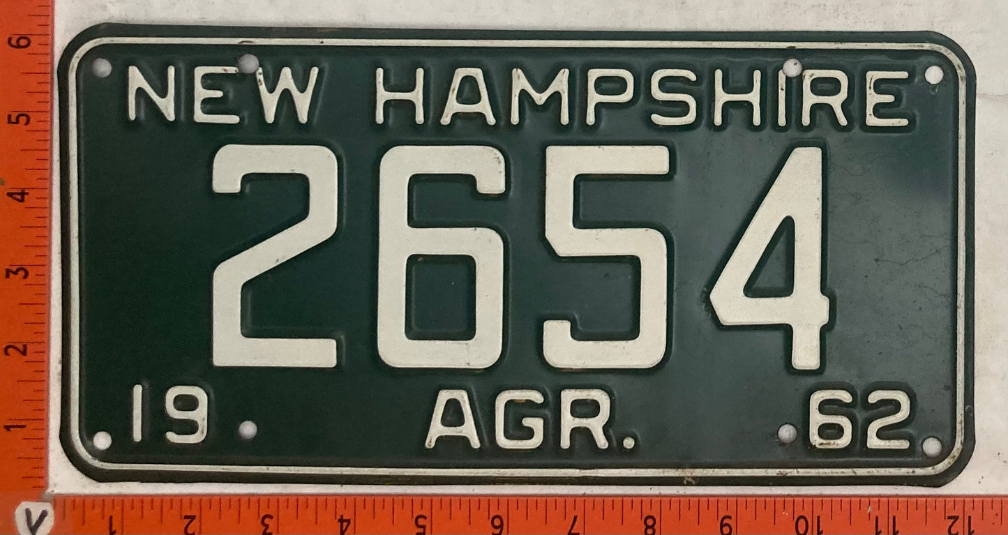 1962 New Hampshire #2654 Agriculture License Plate
