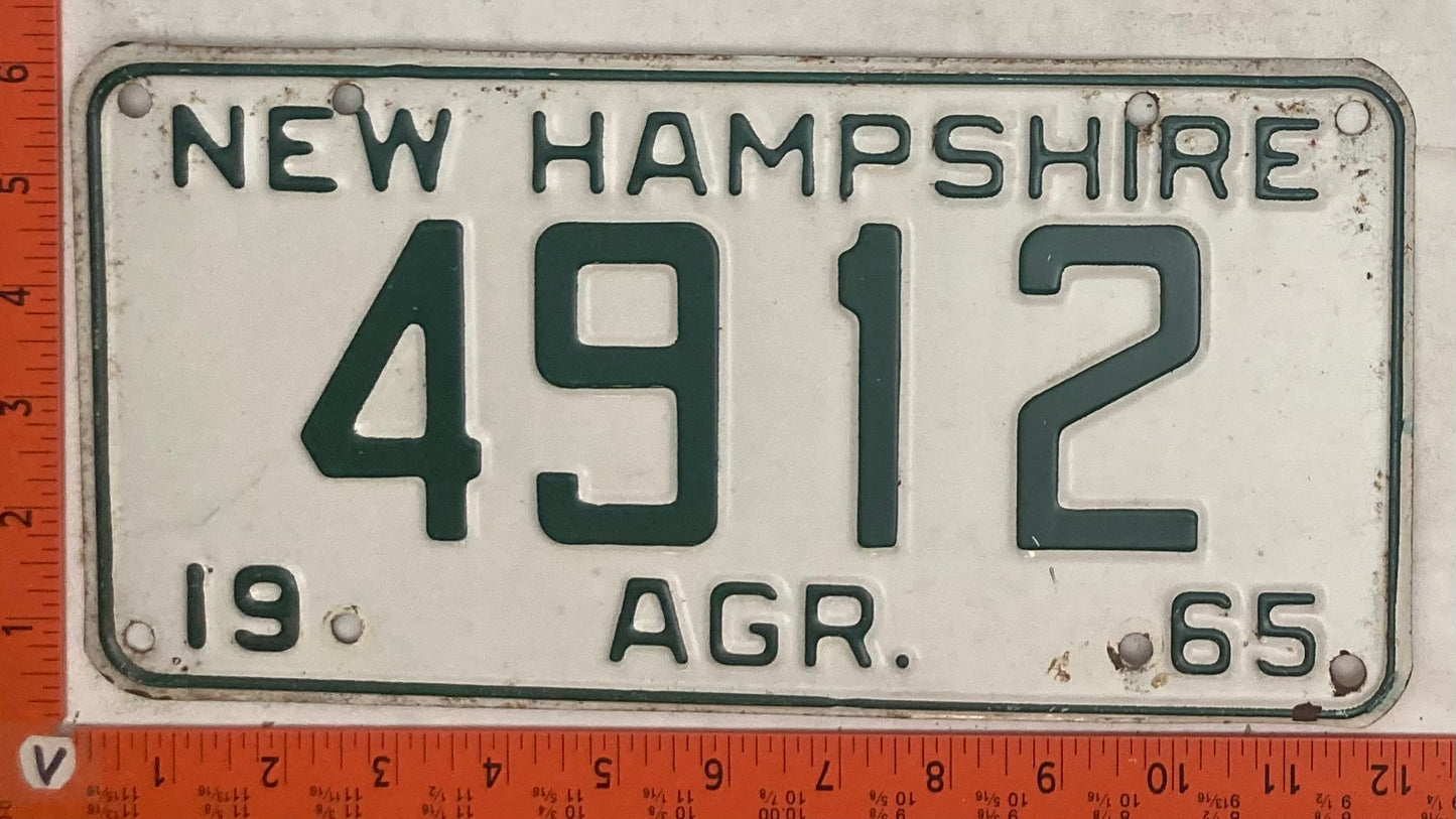 1965 New Hampshire #4912 Agriculture License Plate