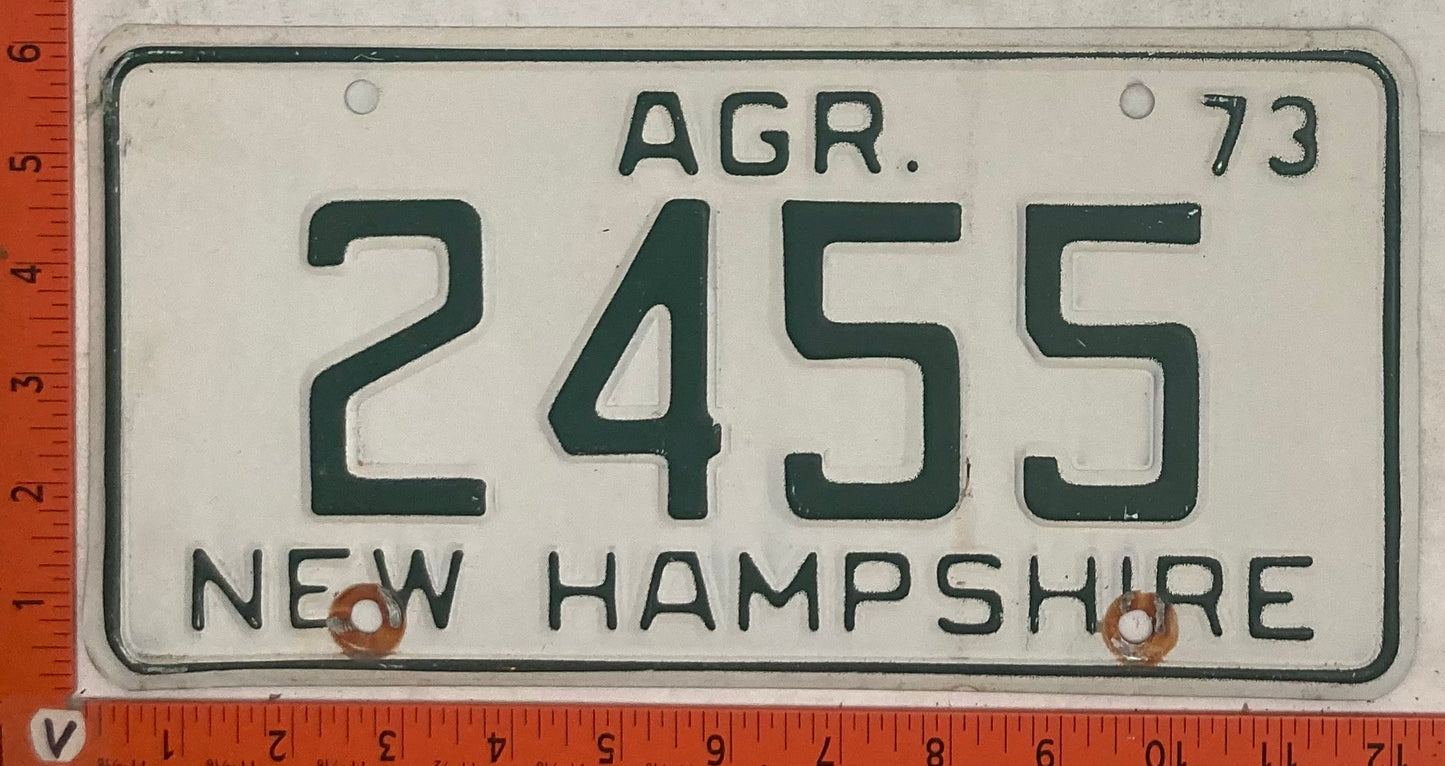 1973 New Hampshire #2455 Agriculture License Plate