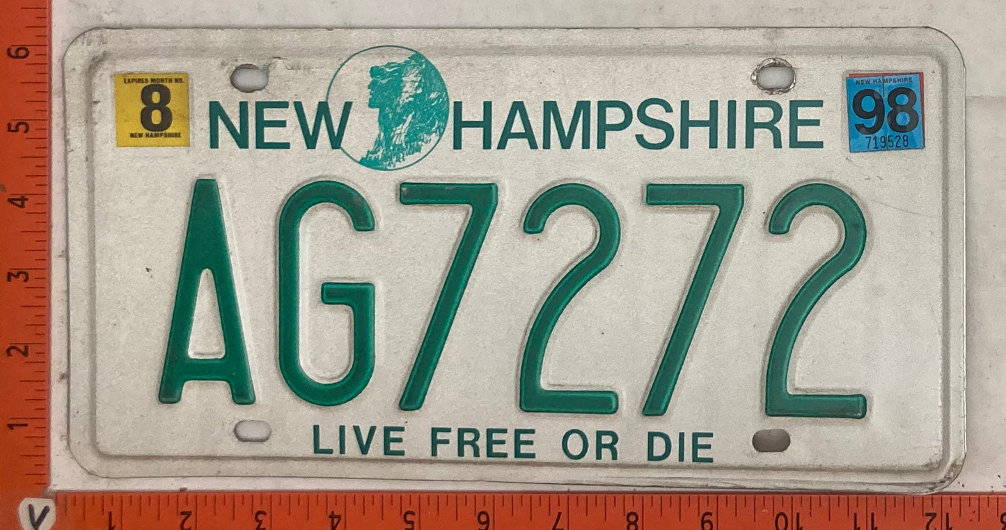 1998 New Hampshire #AG7272 Agriculture License Plate