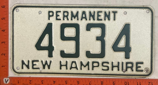 Undated New Hampshire #4934 Permanent License Plate