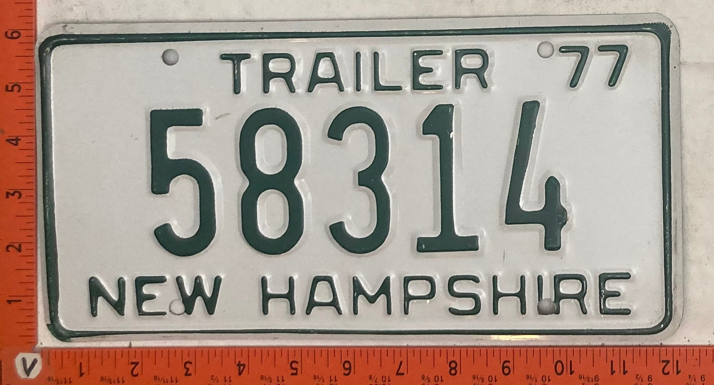 1977 New Hampshire #58314 Trailer License Plate